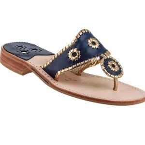 Jack Rogers Navy and Gold Sandals